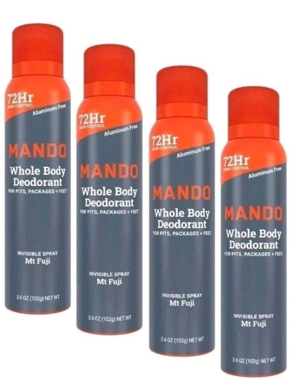 4pk Mando Whole Body Deodorant Invisible Spray Aluminum Free Mt Fuji Each 3.6 oz